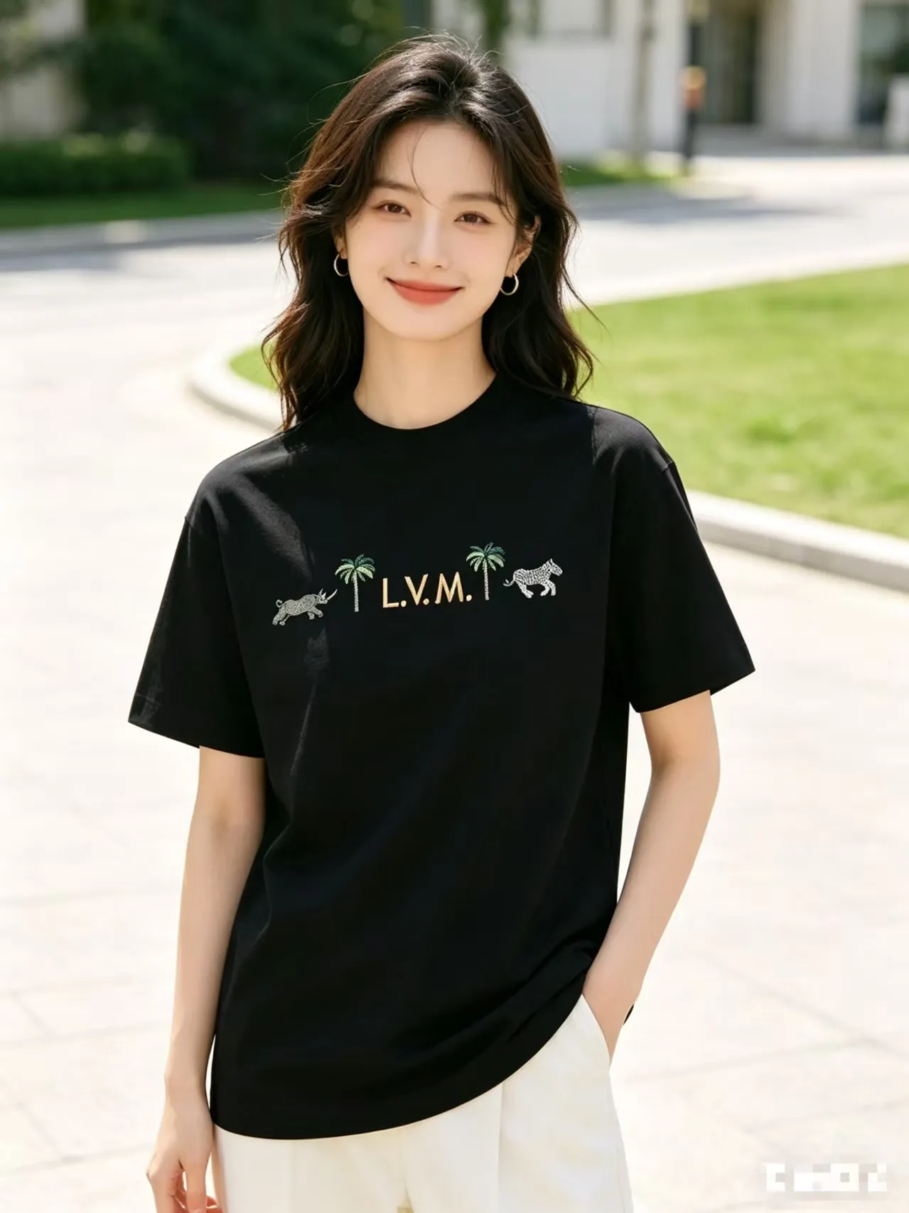 Louis Vuitton/Louis Vuitton 26ss animal embroidered short sleeves